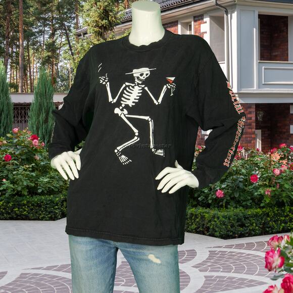 Y2K Vintage Social Distortion Skeleton Skelly Logo Punk Rock Band T Shirt S - Picture 1 of 9